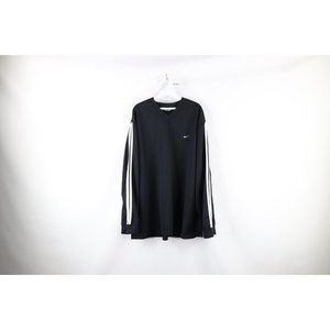 Vintage Nike Mens 2XL Travis Scott Mini Swoosh Striped Long Sleeve T-Shirt Black